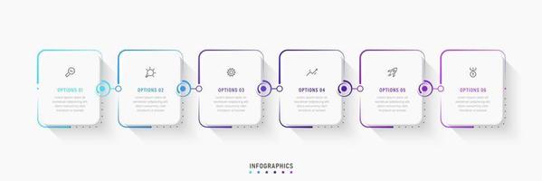 Vector Infographic label design template with icons and 6 options or steps. Can be used for process diagram, presentations, workflow layout, banner, flow chart, info graph.