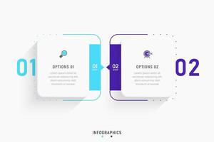 plantilla de diseño de etiquetas infográficas vectoriales con iconos y 2 opciones o pasos. se puede utilizar para diagramas de proceso, presentaciones, diseño de flujo de trabajo, banner, diagrama de flujo, gráfico de información. vector