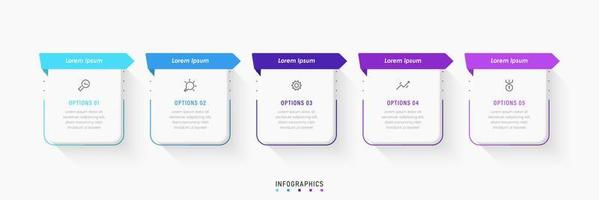 Vector Infographic label design template with icons and 5 options or steps. Can be used for process diagram, presentations, workflow layout, banner, flow chart, info graph.