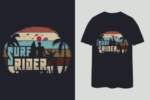 Surf rider vintage color retro t shirt design vector