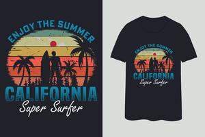 California super surfer vintage t shirt design 2023 vector