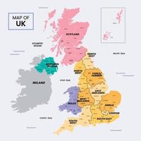 Map of United Kingdom and Surrounding Borders vector