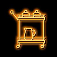 trolley bar cart neon glow icon illustration vector