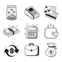 Money icon collection vector, investment, gold, money bag, isolated background vector