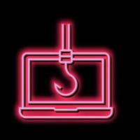 hook on computer display neon glow icon illustration vector