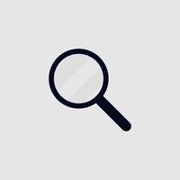 Vector magnifying glass icon with reflection on white background