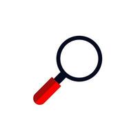 Vector magnifying glass icon with reflection on white background