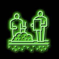 worker shovel soil for analyzing neon glow icon illustration vector