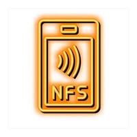 nfc contactless neon glow icon illustration vector