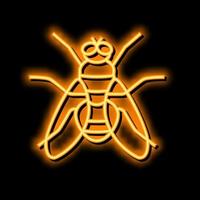 mosca insecto neón resplandor icono ilustración vector