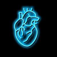 corazón humano Organo neón resplandor icono ilustración vector