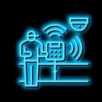 smart home device installation neon glow icon illustration vector