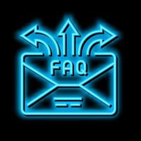 faq frequently asked questions neon glow icon illustration vector