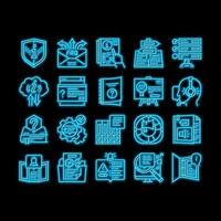 Information And Client Supporting neon glow icon illustration vector
