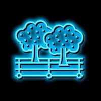 harvesting berries on field neon glow icon illustration vector