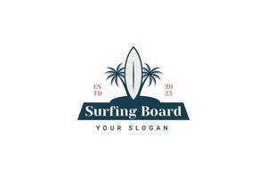 playa tabla de surf logo vector icono ilustración