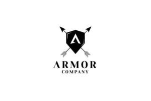 Knight Shield Armor Sword Initial Letter A for Military Legal Insurance logo design inspiration vector