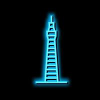 torre edificio neón resplandor icono ilustración vector