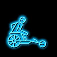 bicycle riding race handicapped athlete neon glow icon illustration vector