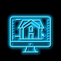 3d architecture visualization neon glow icon illustration vector