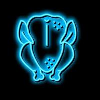 whole broiler chicken neon glow icon illustration vector