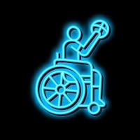 basketball game play handicapped athlete neon glow icon illustration vector
