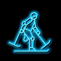 skiing handicapped athlete neon glow icon illustration vector