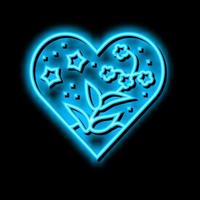 heart form with flowers resin art neon glow icon illustration vector