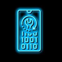 cell phone data recovery neon glow icon illustration vector