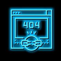 broken link 404 error neon glow icon illustration vector