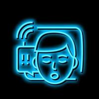 snoring patient problem neon glow icon illustration vector