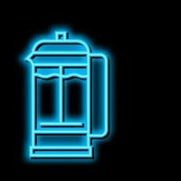 manual press coffee tool neon glow icon illustration vector