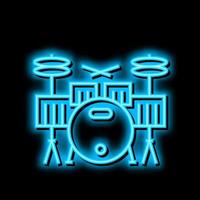drum rhythm bass instrument neon glow icon illustration vector