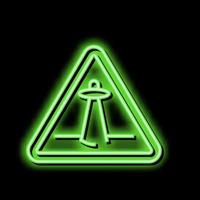 alien abduction warning neon glow icon illustration vector