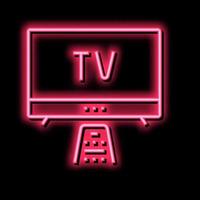 watching tv neon glow icon illustration vector