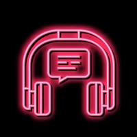 listening music earphones neon glow icon illustration vector