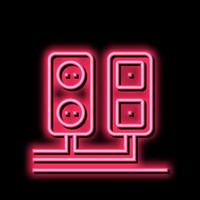 socket and antenna output installation neon glow icon illustration vector