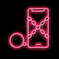 mobile phone with chain and core neon glow icon illustration vector