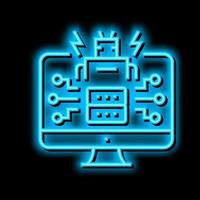 ai powered attacks neon glow icon illustration vector