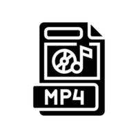 mp4 file format document glyph icon vector illustration