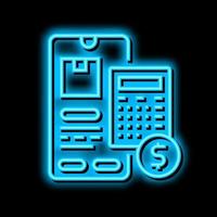 shipping calculator neon glow icon illustration vector