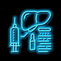 vaccination liver neon glow icon illustration vector