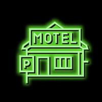 construcción motel neón resplandor icono ilustración vector