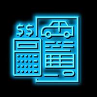 financing car calculator neon glow icon illustration vector