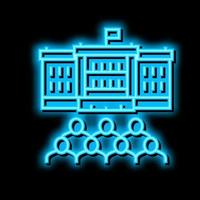 government building neon glow icon illustration vector