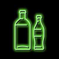botella vaso producción neón resplandor icono ilustración vector