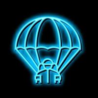 parachute soldier neon glow icon illustration vector