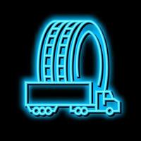 commercial truck tires neon glow icon illustration vector