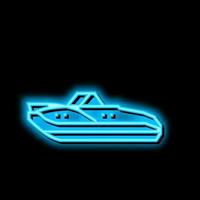 Cuddy cabañas barco neón resplandor icono ilustración vector