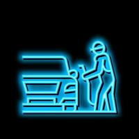 refuel car through phone application neon glow icon illustration vector